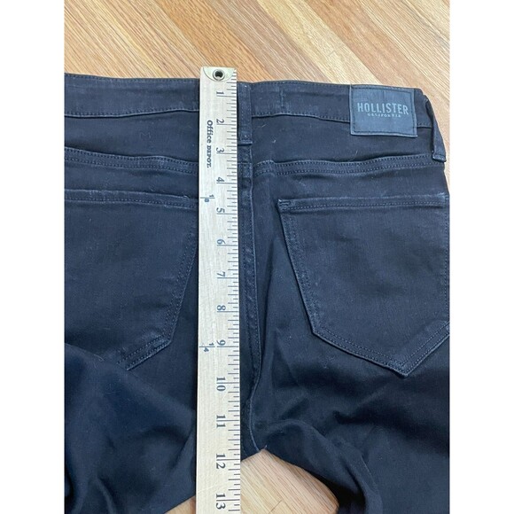 Hollister Women's Jeans Flared Denim Front Slit Hem High-Rise Cotton 26x29 Black - Picture 6 of 9